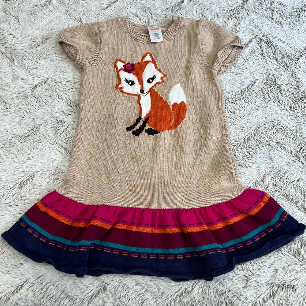Gymboree Toddler Girls Fox Half Sleeve Sweater Knit Dress Size 4